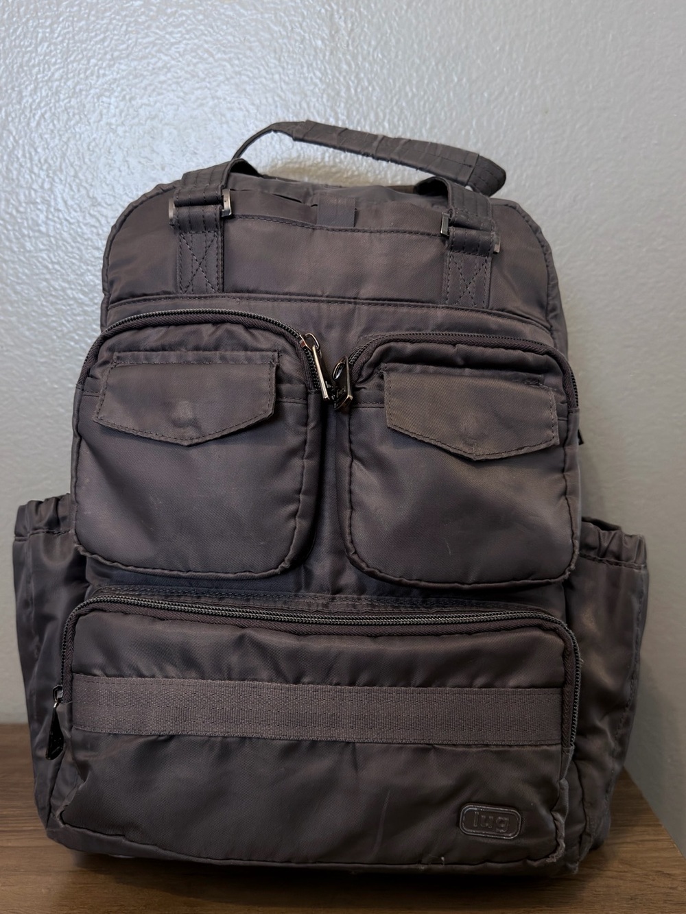 Compact Black Nylon Backpack by Lug